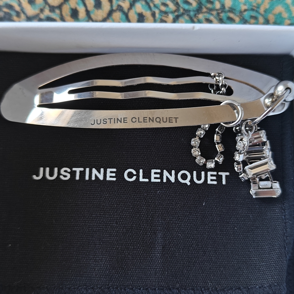 Justine Clenquet Silver Hair Clip with Crystal Charm